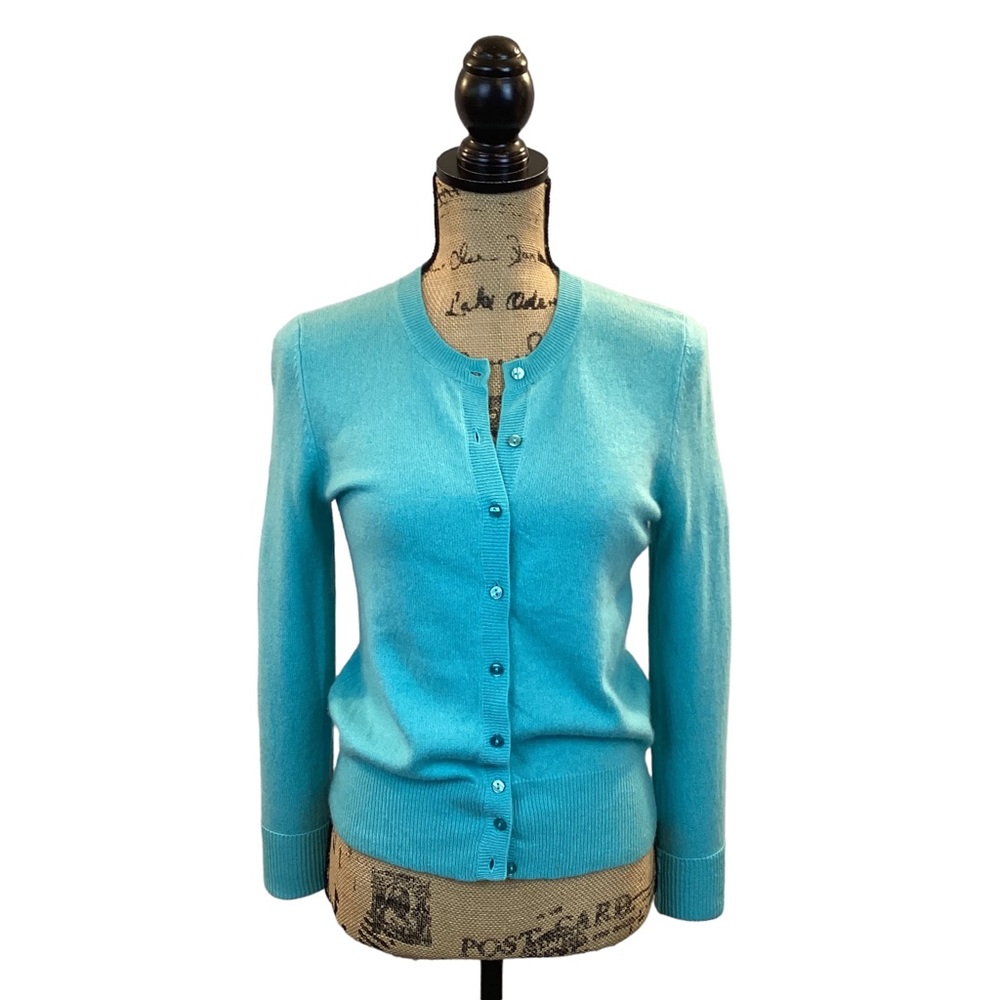 Vertical Design 2-Ply Cashmere Cardigan Sweater